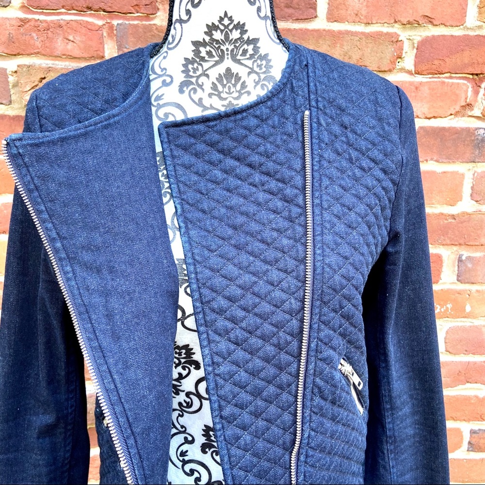 GENERATION LOVE Deep Blue Quilted Zip Moto Jacket - Picture 4 of 8